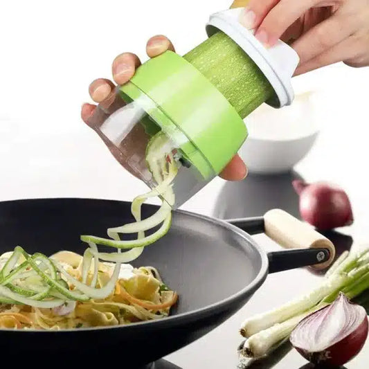 Handheld Spiralizer Vegetable Slicer, 4 in 1 Heavy Duty Veggie Spiral Cutter - Zoodle Pasta Spaghetti Maker