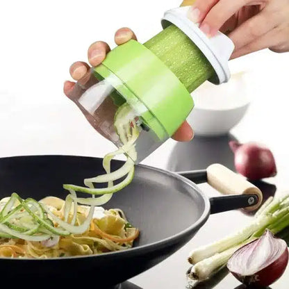 Handheld Spiralizer Vegetable Slicer, 4 in 1 Heavy Duty Veggie Spiral Cutter - Zoodle Pasta Spaghetti Maker